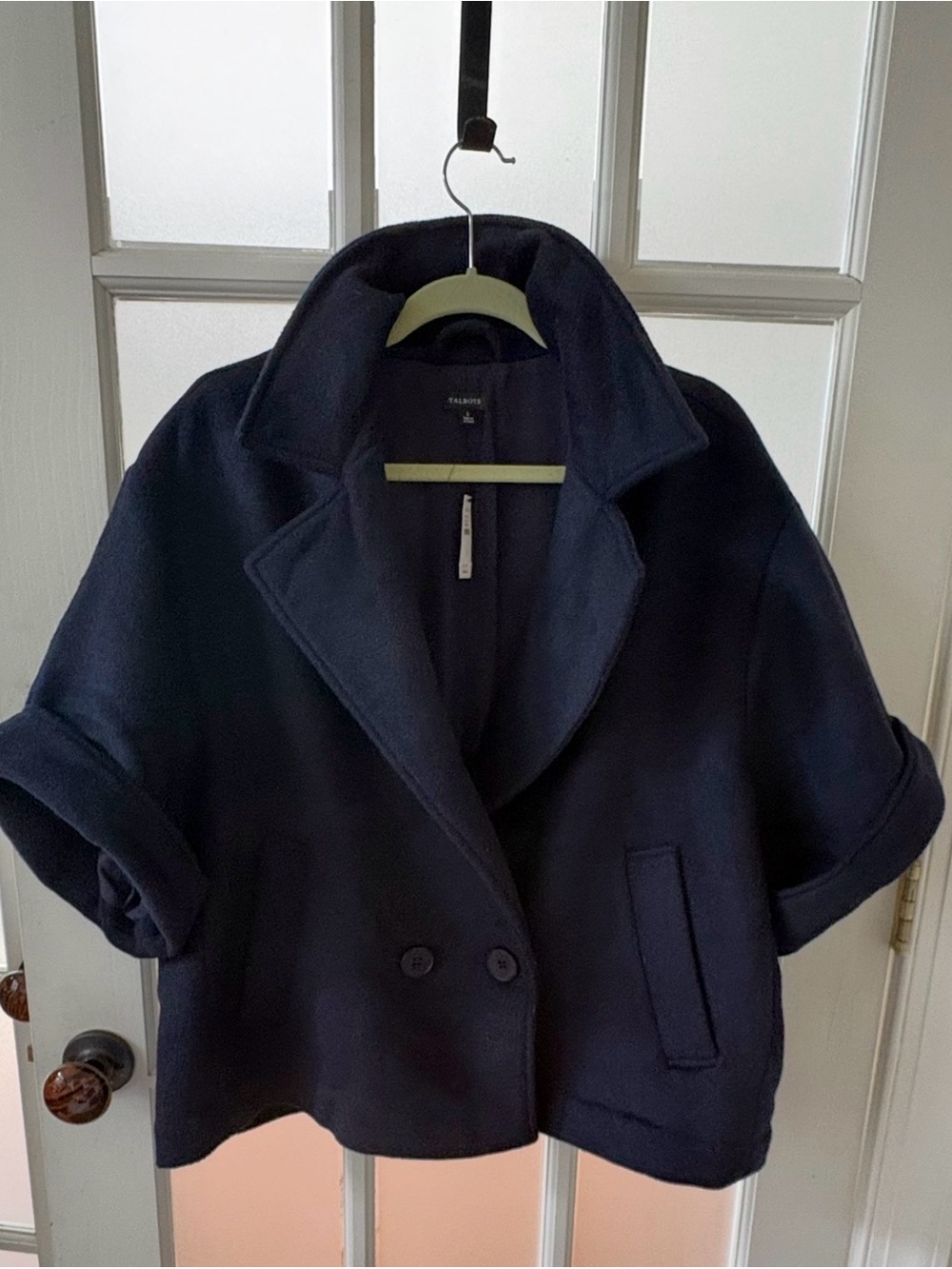 New Talbots Navy Coat wool blend boxy jacket. - Picture 3 of 5
